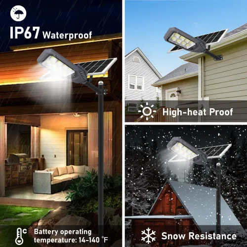 Miniatura 7 de Farolas solares para exteriores, luces de inundación solares de 4600 W, IP67, impermeables, 6500 K, 504 LED, luz de seguridad comercial con control