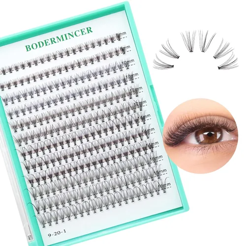 Miniatura 9 de BODERMINCER 60 pestañas postizas negras hechas a mano, 10D, largas, naturales, pestañas individuales, extensión de pestañas postizas, maquillaje