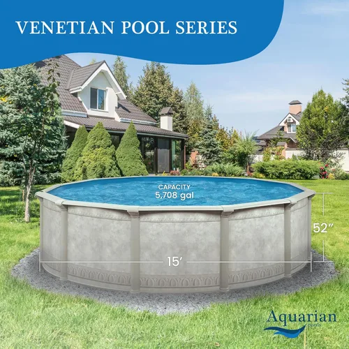 Miniatura 43 de Aquarian - Piscina para exteriores con marco de acero por encima del nivel del suelo, redonda, 24 x 52 pulgadas, veneciana Veneciano