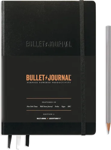 Miniatura 4 de LEUCHTTURM1917 The Official Bullet Journal Edition 2 - Cuaderno construido para BuJo, tamaño mediano A5 204 páginas de papel de 4.23 oz/m², con guía