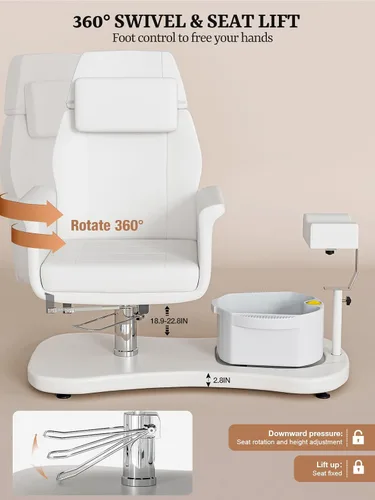 Miniatura 3 de OKAKOPA Silla de pedicura sin fontanería para tecnología de uñas, estación de pedicura portátil con soporte de pedicura y cuencos, silla de spa
