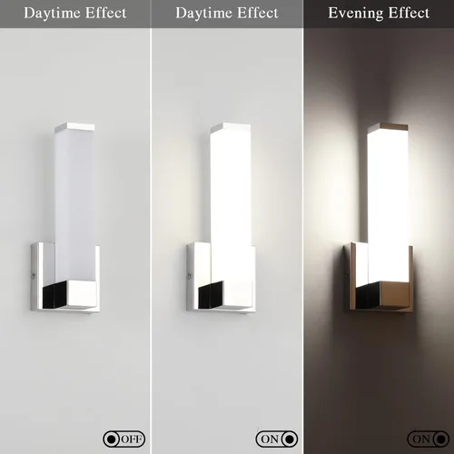 Miniatura 7 de Lámparas de pared cromadas para dormitorio Iluminación LED moderna para interiores Apliques de pasillo Luz de esquina de 30 cm de altura 12W 4000K