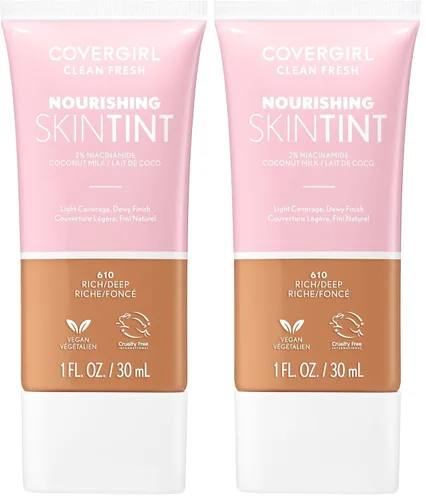Miniatura 18 de COVERGIRL Clean Fresh Tinte para piel nutritivo, 550 Claro/Medio, base líquida, acabado húmedo, infundido con coco y aloe, fórmula vegana 550