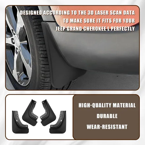 Miniatura 2 de Muslogy para Grand Cherokee 2025 2024 2023 2022 Guardabarros Delantero y Trasero Sin Necesidad de Perforación Compatible con Guardabarros para Jeep