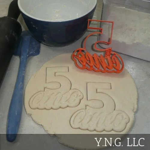Miniatura 2 de NÚMERO CINCO 5 CON PALABRA CORTADOR DE GALLETAS 3D IMPRESO EN USA PR4125