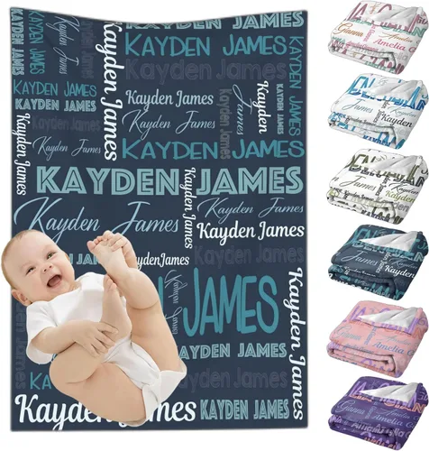 Miniatura 13 de Mantas de bebé personalizadas para niñas y niños, mantas de bebé personalizadas con nombre para niños y niñas, regalos personalizados para bebés