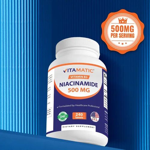 Miniatura 5 de Vitamatic Niacinamida 500 mg 240 Tabletas - Vitamina B3 sin rubor - Apoya la producción de energía