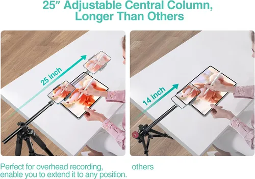 Miniatura 3 de Elitehood Trípode para iPhone para grabación de video aérea [resistente y ultraestable], brazo horizontal largo extensible de 25 pulgadas, soporte