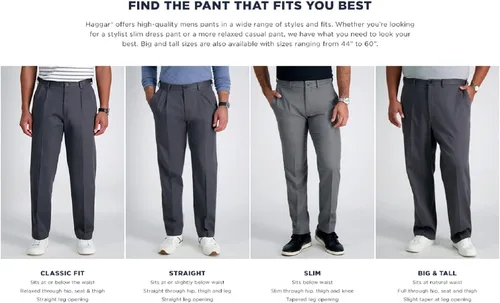 Miniatura 6 de Haggar Pantalón plisado frontal para hombre, con cintura expandible, para hombre, tallas regulares y grandes y altas, grafitodelicia