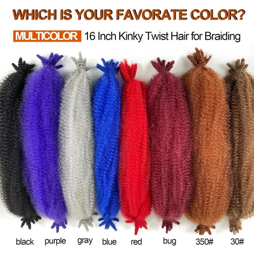 Miniatura 5 de Cabello Afro Twist Elástico de 16 pulgadas, cabello Cuban Twist 30# Marley Twist trenzado, Afro Twist suave, extensiones de cabello sintético rizado