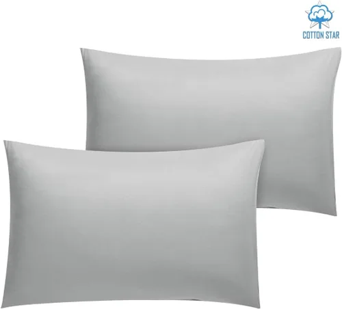 Cotton Star Juego de 2 fundas de almohada de viaje de 14 x 20 pulgadas, cierre de cremallera, 600 hilos, 100% algodón orgánico, paquete de 2 fundas