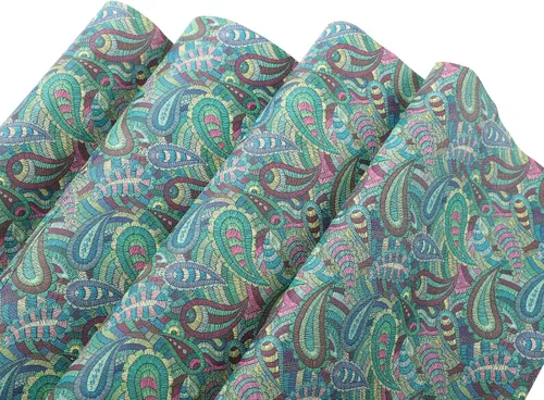 Miniatura 2 de Picheng Hojas de piel sintética de flores de cachemira: Rollos de piel sintética de cachemira de anacardo de 13.8 x 53 pulgadas (13.8 in x 53.1 in)