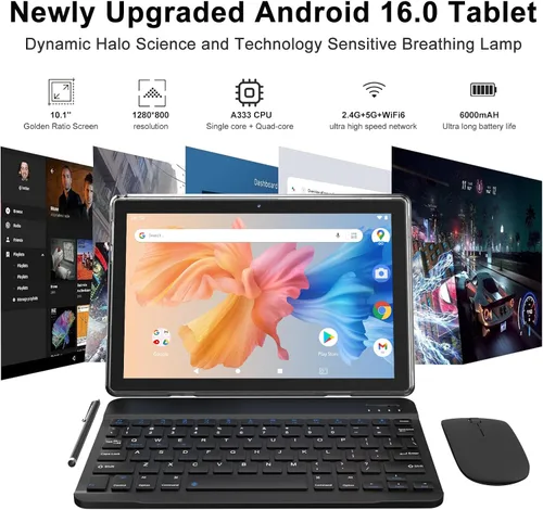 Miniatura 2 de Tablet Android 15 de 10 pulgadas, 12 (3+9) GB RAM+64GB ROM, tabletas 2 en 1 con funda de teclado y mouse Stylus, procesador de cinco núcleos de 1.8