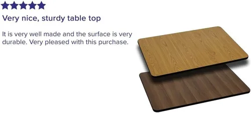 Miniatura 3 de Flash Furniture - Tapa de mesa de resina brillante de 30.0 x 48.0 pulgadas, con borde caído de 2.0 pulgadas de grosor Natural/Nogal