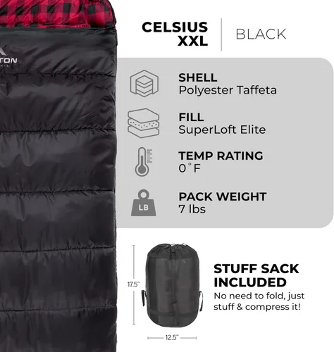 Miniatura 3 de Teton Celsius XXL Sleeping Bag, Cold Weather Sleeping Bags for Adults and Kids, Camping Made Easy and Warm. Compression Sack Included, 35F, 25F, 0F