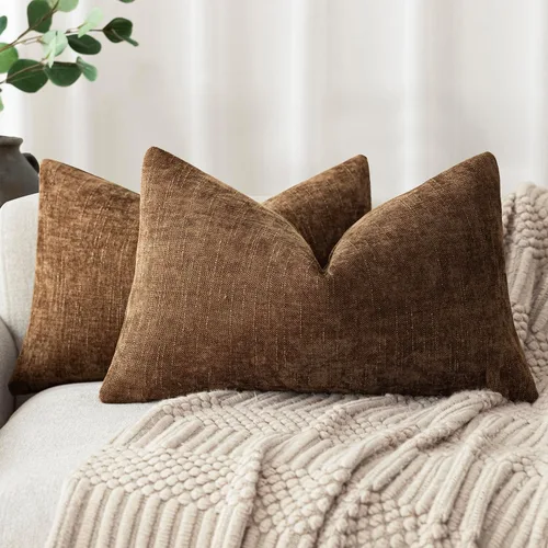 Miniatura 38 de Foindtower - Paquete de 2 fundas de almohada decorativas, cuadradas, cómodas, unicolor, suaves, lumbares, estilo rústico neutro, para sofá, sillón