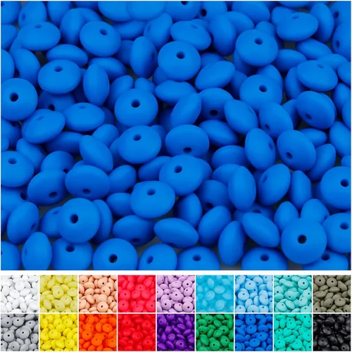 Miniatura 22 de 180 piezas FIVEIZERO cuentas de lenteja de silicona, cuentas focales de ábaco de silicona de 12 mm a granel cuentas sueltas de color para pulseras