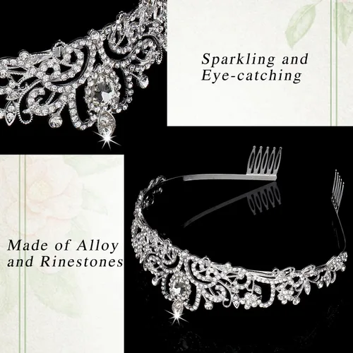 Miniatura 5 de Chanaco Tiara plateada para mujer, princesa, diadema de novia para boda, corona de reina de cristal para cumpleaños, graduación, Halloween plateado