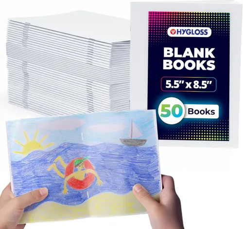 Miniatura 8 de Hygloss Libros en blanco – Paquete de 10 unidades – 5.5 x 8.5 pulgadas A5 colores surtidos – Libros en blanco de tapa blanda para que los niños