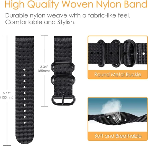 Miniatura 2 de Fintie - Correas deportiva de nailon suave de 0.87 pulgadas compatibles con Samsung Galaxy Watch 3 de 1.77 pulgadas, Galaxy Watch 1.81 pulgadas