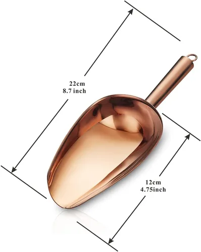 Miniatura 2 de Berglander Cuchara de hielo de acero inoxidable oro rosa de 6 onzas, cuchara de hielo de metal chapado en cobre de titanio para máquina de hielo, 4.