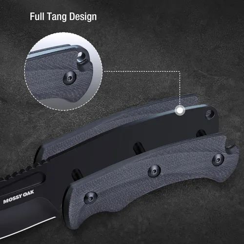 Miniatura 4 de MOSSY OAK Cuchillo de caza con funda, cuchillo de hoja fija de espiga completa de 8.5 pulgadas, cuchillos al aire libre para supervivencia, Mango
