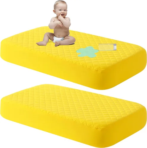 Miniatura 11 de NTBAY Paquete de 2 Protectores de Colchón de Cuna Impermeables, Sábana Bajera Acolchada de 28"x52" para Niños Pequeños - Lavable a Máquina - Funda