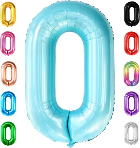 Miniatura 40 de Globo gigante plateado del número 0 de 40 pulgadas – Globo Mylar del número 0 Globo plateado 0 para decoraciones de fiesta Globo plateado