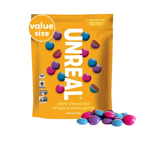 Miniatura 6 de UNREAL Gemas de quinua de chocolate oscuro (3 bolsas de tamaño económico), veganas, colores de la naturaleza, comercio justo, sin OMG, sin gluten