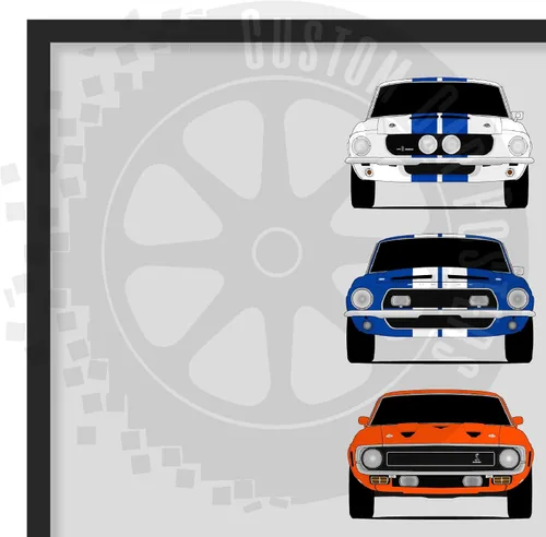 Miniatura 4 de Custom Car Posters Póster hecho a mano compatible con Shelby Mustang GT500 Generations e impresión de Ford Shelby GT500, multicolor, 8 x 10 pulgadas