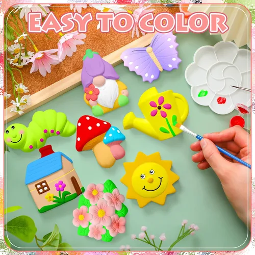 Miniatura 3 de Simgoing Juego de 24 juegos de pintura de cerámica para bricolaje, listo para pintar, cerámica, pintura, manualidades, artes y manualidades, juego