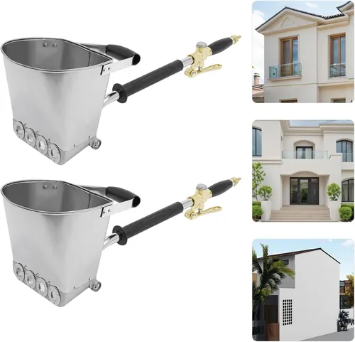 Miniatura 3 de Paquete de 2 pistolas pulverizadoras de cemento, pulverizador de mortero horizontal de 7 bar con tolva de 0.79 galones para enlucido de pared