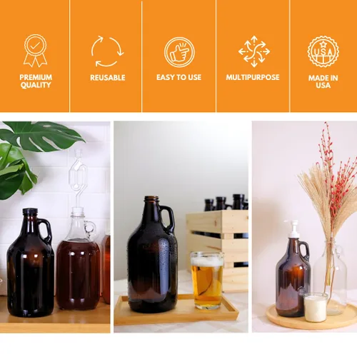 Miniatura 5 de True Fabrications - Cultivador de cerveza marrón de 1/2 galón con tapas de sello de polietileno, reutilizable, tiene protección UV (paquete de 4)