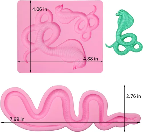 Miniatura 2 de Moldes de silicona de serpiente, molde para hornear chocolate cobra para decoración de pasteles de Halloween, dulces, azúcar, manualidades, pasta