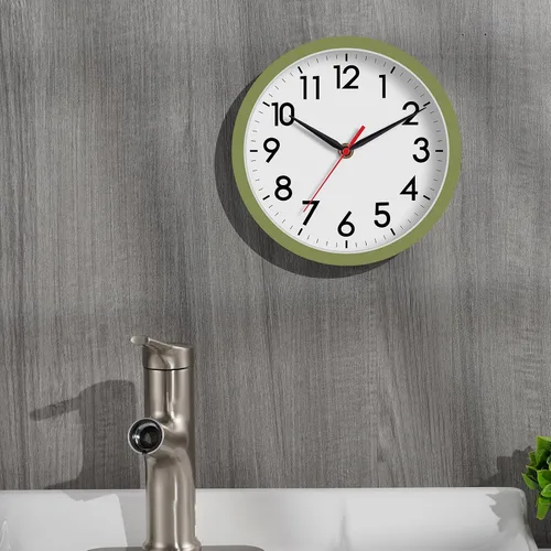 Miniatura 5 de AKCISOT Reloj de pared de 8 pulgadas, silencioso, sin tictac, relojes modernos a batería - analógico pequeño clásico para oficina, hogar, baño