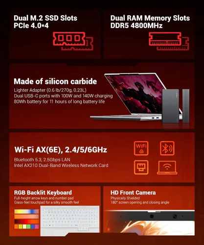 Miniatura 3 de Computadora Portátil para Juegos【300Hz/5060/i7/1TB/Dual RAM】 2560x1600 16:10 WQXGA GPU RTX 5060 CPU Intel Core i7-13700HX RGB Retroiluminado
