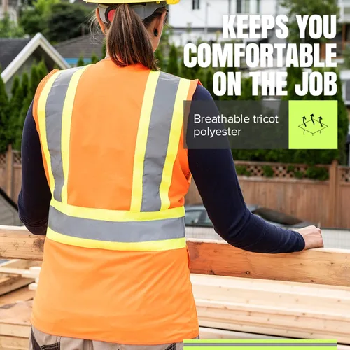 Miniatura 5 de Pioneer Chaleco de seguridad para mujer con bolsillos - Cinta reflectante de alta visibilidad - Para la construcción - Naranja