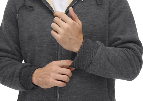 Miniatura 4 de CRYSULLY Chaqueta con forro de sherpa para hombre, con cremallera completa, sudadera con capucha para invierno