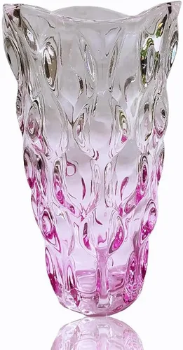Florero de cristal para flores irrompible de 3.5 libras, 9.5 pulgadas, florero brillante estilo bohemio, para centros de mesa, cocina, oficina, sala