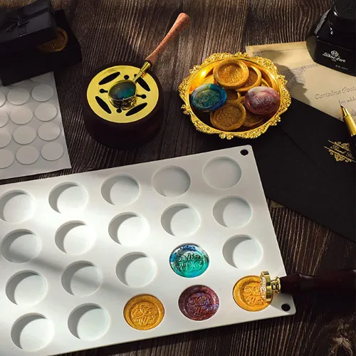 Miniatura 6 de Molde de silicona para sellos de disco redondo plano, molde adhesivo para encerar, molde para pastel de chocolate, molde para hornear, bandeja