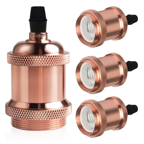 Miniatura 15 de DiCUNO E26 Enchufe de lámpara Edison vintage, portalámparas colgante retro, reemplazo de portalámparas, aspecto antiguo para iluminación industrial