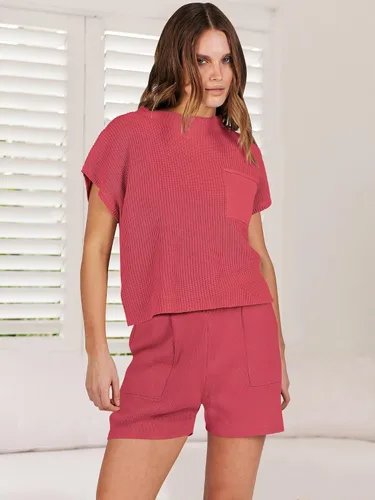 Miniatura 7 de ANRABESS Conjunto de dos piezas para mujer, suéter corto, suéter y pantalones cortos, conjunto de ropa de descanso