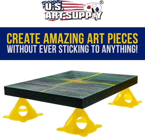Miniatura 3 de U.S. Art Supply Elevadores de lona de cono amarillo y puertas de gabinete, soportes de lona acrílica y epoxi para verter pintura (paquete de 50)