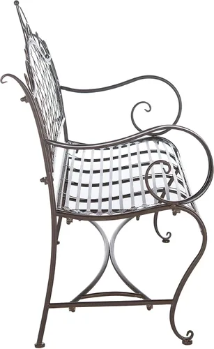 Miniatura 7 de Safavieh PAT5017A Colección Adina - Banco de jardín de hierro forjado blanco antiguo, 130,2 cm, para exteriores Azul musgoso