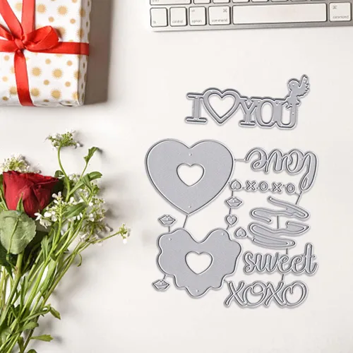 Miniatura 4 de Hying Troqueles de corte de palabras de amor de San Valentín para hacer tarjetas, decoración de álbumes de fotos, corazones amorosos, besos