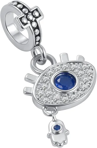 Miniatura 3 de QeenseKc Dije de ojo malvado Claddagh con dije de corazón de buena suerte cuentas doradas para pulsera Pandora