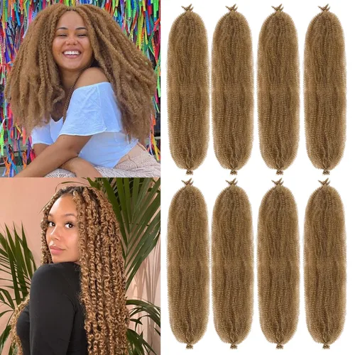 Miniatura 48 de Cabello Rizado Afro Elástico 8 Paquetes Cabello Trenzado Marley Twist Cabello Spring Twist Pre-Separado para Locs Falsos Cabello de Ganchillo Kinky