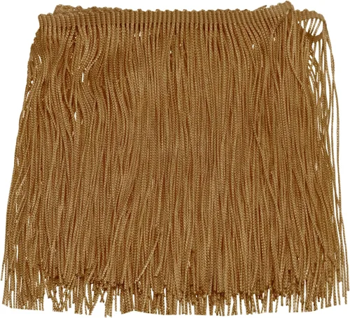 Miniatura 25 de Uxcell 10 yardas y 4 pulgadas beige con flecos de cadeneta - poliéster, estilo bohemio para múltiples ocasiones