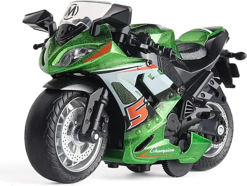 Miniatura 8 de Motocicleta de juguete - Vehículo de juguete tirador con sonido y luz, motocicletas de juguete para niños, juguetes para niños de 3 a 9 años (Azul)