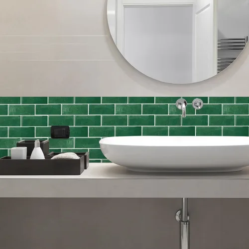 Miniatura 8 de Azulejos de metro verde pavo real de 10 hojas para despegar y pegar, azulejos autoadhesivos 3D para cocina, baño, azulejos de mosaico adhesivo de 12